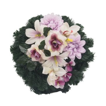 Selyemkoszorú (40cm) - Dália-liliom - Krém-lila #1