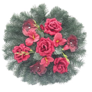 Selyemkoszorú (46cm) - Rózsa-orchidea - Bordó #D1