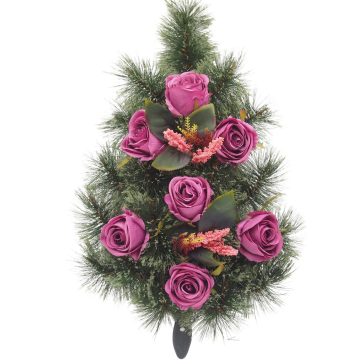 Selyem Sírcsokor (57cm) - Rózsa - Lila #B1