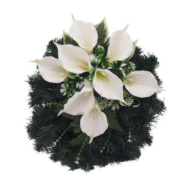 Selyemkoszorú (42cm) - Kála - Fehér #P1