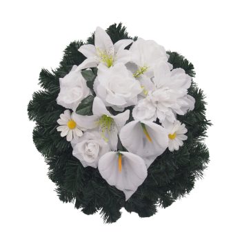 Selyemkoszorú (40cm) - Rózsa-liliom - Fehér #1