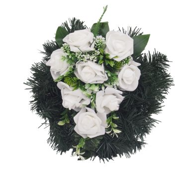 Selyemkoszorú (30cm) – Rózsa – Fehér #P1