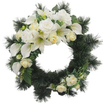 Selyemkoszorú (65cm) - Liliom-kála - Krém #B1