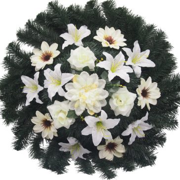 Selyemkoszorú (70cm) - Dália-liliom - Krém #D2