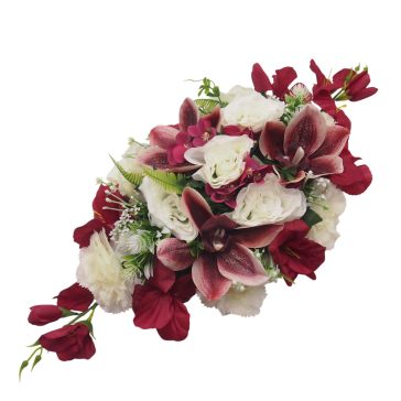 Sírdísz (Ovális) – Rózsa-orchidea – Fehér-bordó #2
