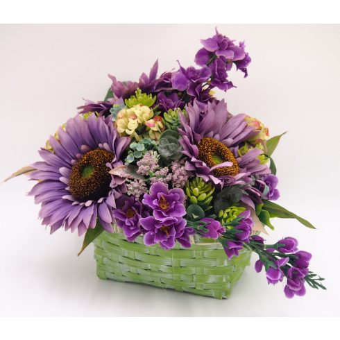 Napraforgó - viola kosárban