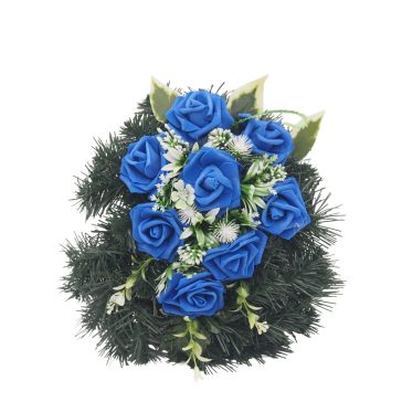 Selyemkoszorú (30cm) – Rózsa – Kék #P1