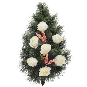 Selyem Sírcsokor (57cm) - Rózsa - Krém #B2