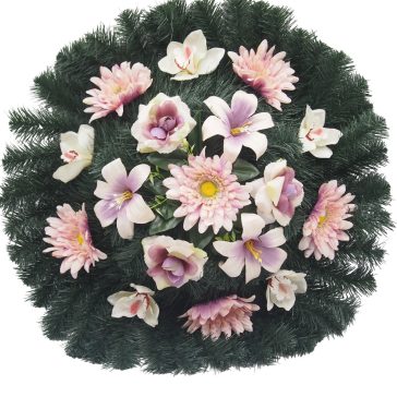Selyemkoszorú (70cm) - Gerbera-orchidea - Krém-mályva #D1