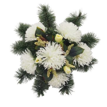 Selyemkoszorú (52cm) - Krizantém - Krém #DB1