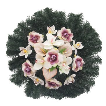 Selyemkoszorú (60cm) - Rózsa-orchidea - Krém-mályva #D2