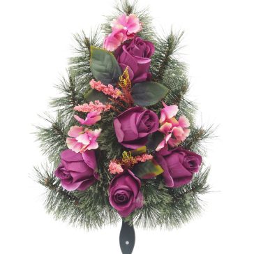Selyem Sírcsokor (50cm) - Rózsa - Lila #B1