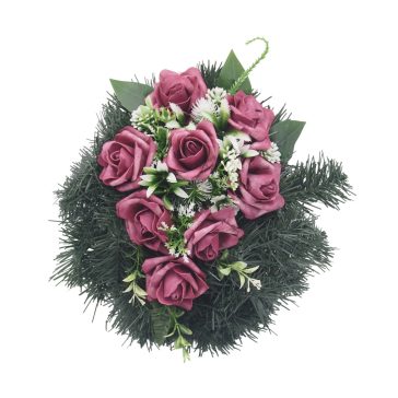 Selyemkoszorú (30cm) – Rózsa – Bordó #P1