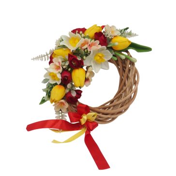 Tavaszi kopogtató (23cm) - Sárga-piros #1
