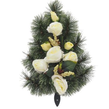 Selyem Sírcsokor (50cm) - Rózsa - Krém #B1