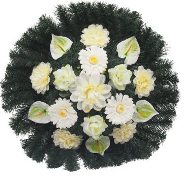 Selyemkoszorú (70cm) - Gerbera-dália - Krém-zöld #D1