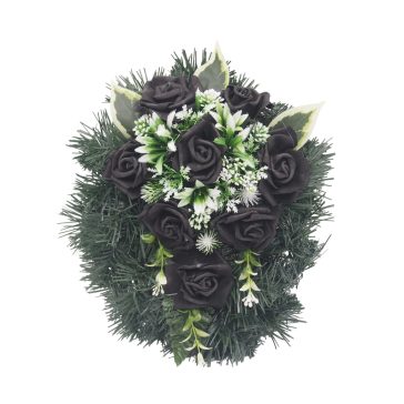 Selyemkoszorú (30cm) – Rózsa – Fekete #P1