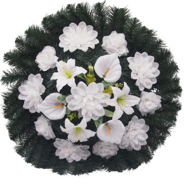 Selyemkoszorú (70cm) - Rózsa-dália - Fehér #D1