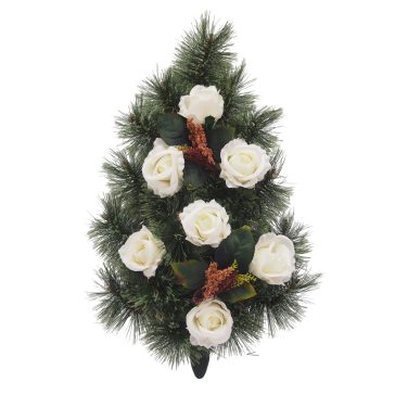 Selyem Sírcsokor (57cm) - Rózsa - Krém #B1
