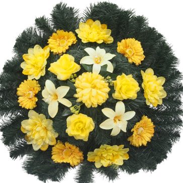 Selyemkoszorú (70cm) - Gerbera-dália - Sárga #D1