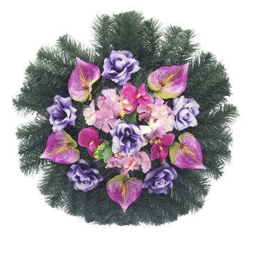 Selyemkoszorú (60cm) - Rózsa-flamingó - Lila #D4