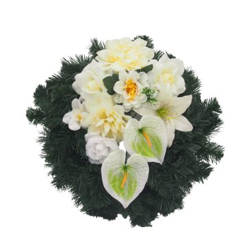 Selyemkoszorú (40cm) - Dália-flamingó - Krém #1
