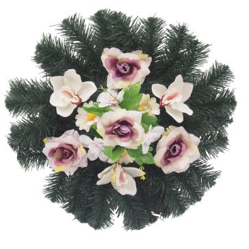 Selyemkoszorú (46cm) - Rózsa-orchidea - Krém-mályva #D2