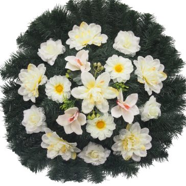 Selyemkoszorú (70cm) - Dália-rózsa - Krém #D1