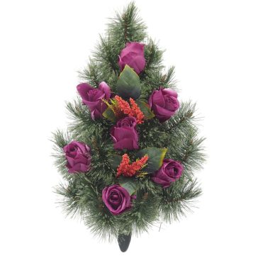 Selyem Sírcsokor (57cm) - Rózsa - Lila #B2